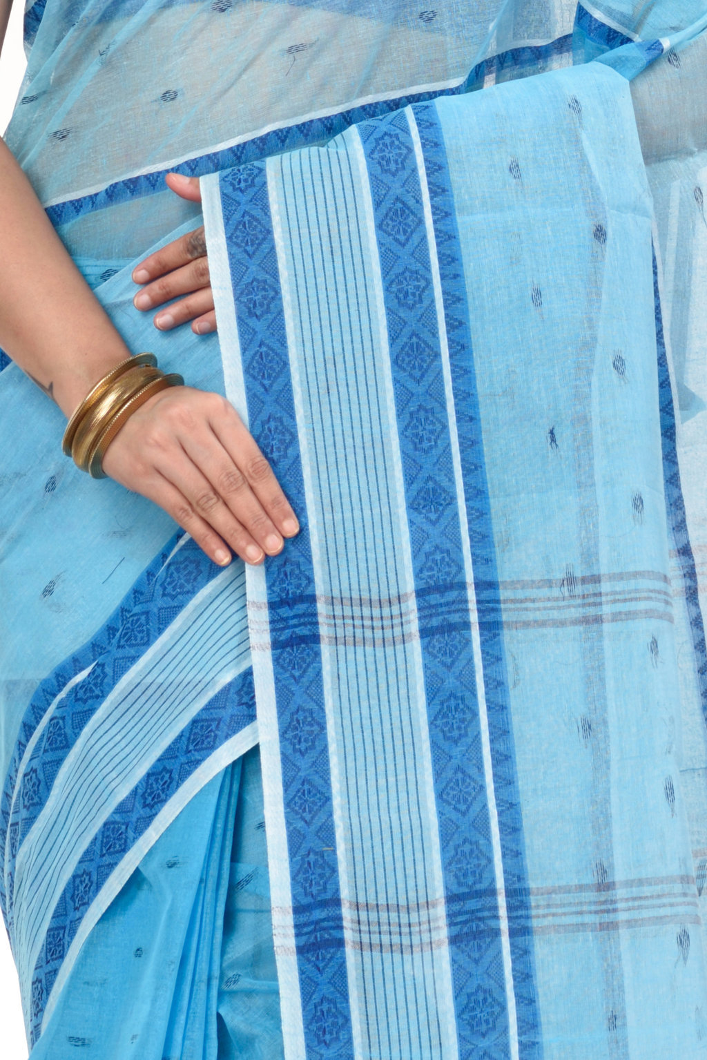 Blue Pure Cotton Debdash Tant Saree (1850)